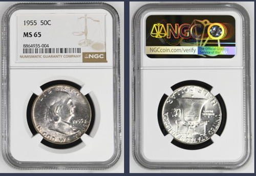 1955 franklin half dollar ngc - franklin,